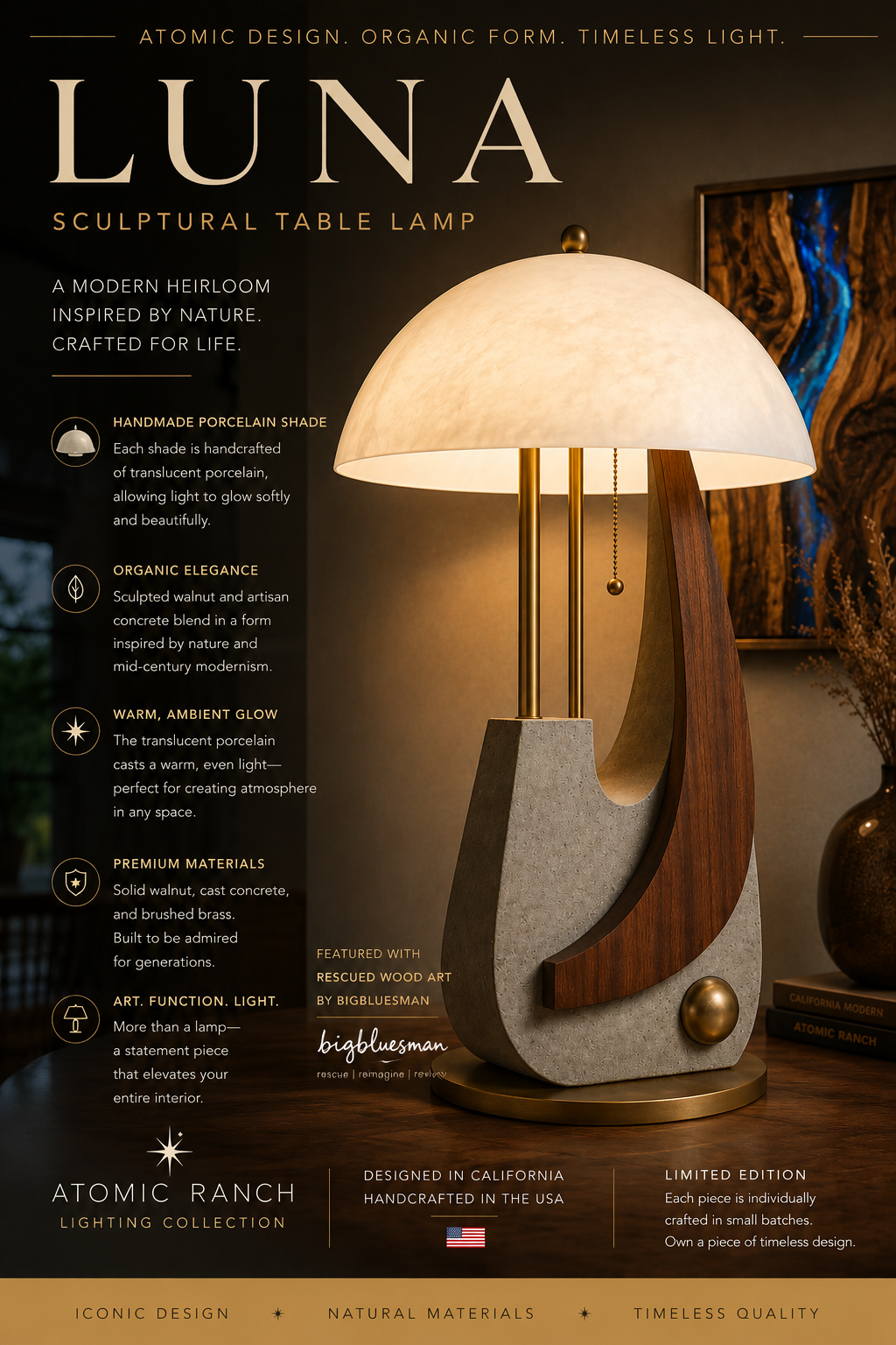 LUNA Sculptural Table Lamp