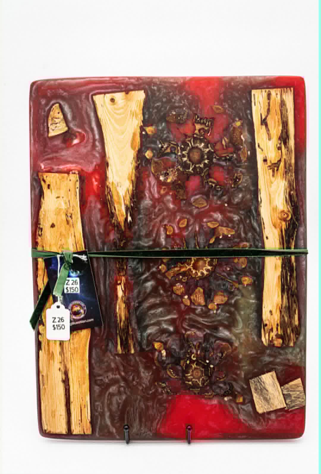 Burgundy &amp; Gold Spalted Wood Holiday Charcuterie Collecti